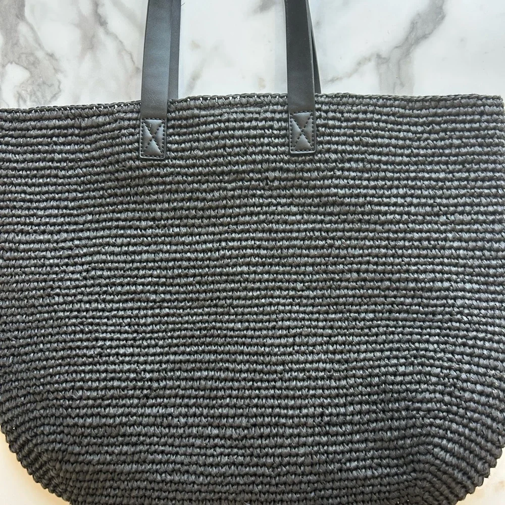 DKNY black wicker Tote Bag